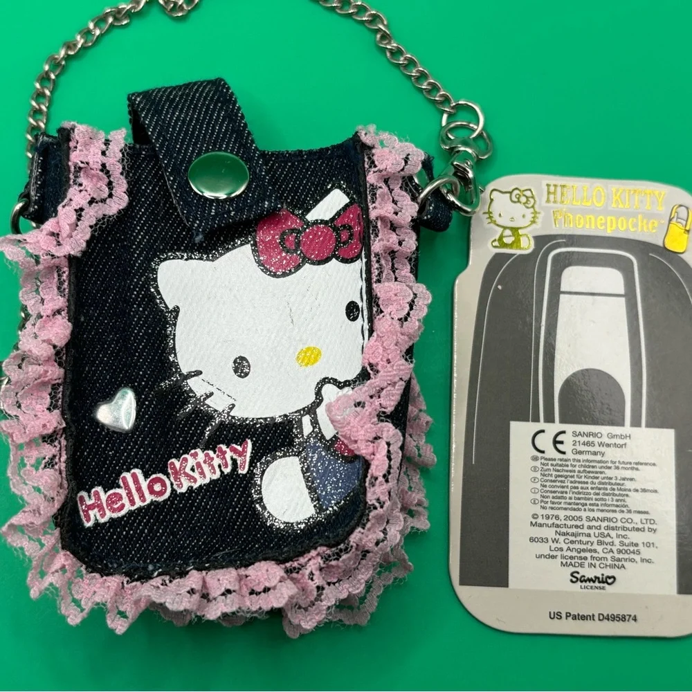 Vtg Hello Kitty phone pouches with pearl and chain handles Y2K Retro Coquette